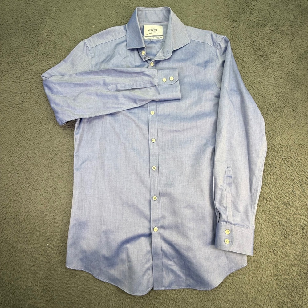 Charles Tyrwhitt Dress Shirt Mens 16/35 Blue Extra Slim Fit Non Iron Twill - Picture 3 of 8